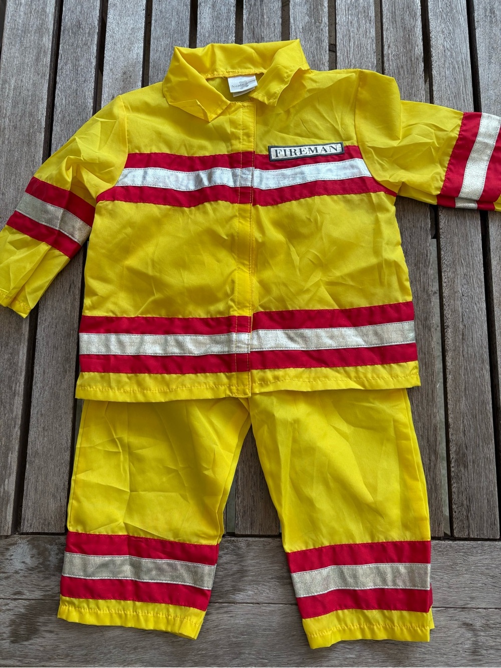 Koala Kids Yellow and Red Fireman Costume Jacket and pants with Reflective Strip